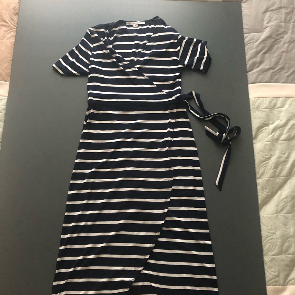 Striped Midi Wrap dress - size medium